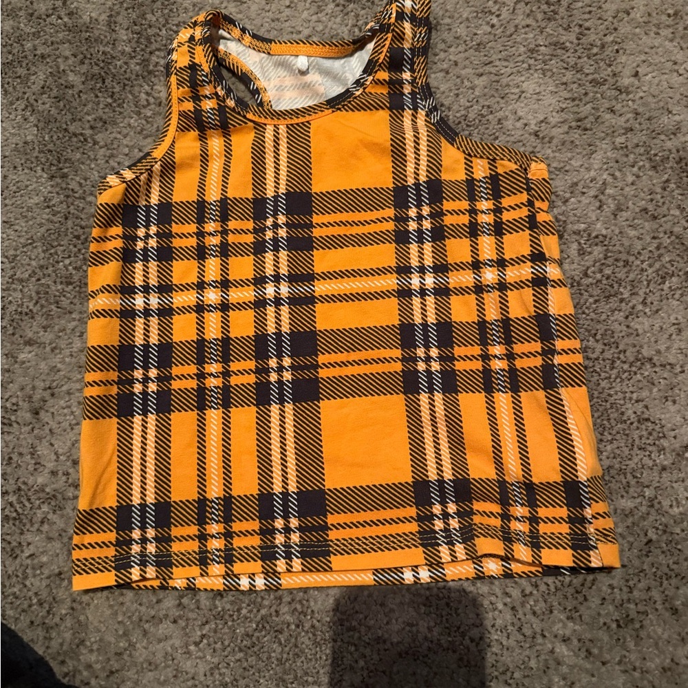 Mini Rodini Yellow and Black Plaid Tank Top
